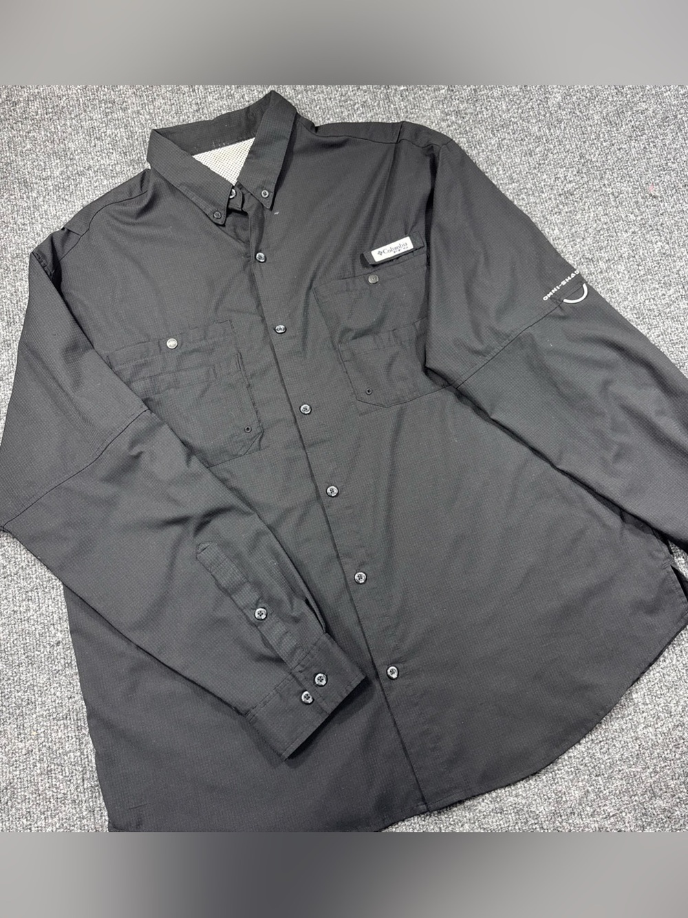 Men's Black Long Sleeve PFG Omni-Shade Shirt by Columbia-Size XXL